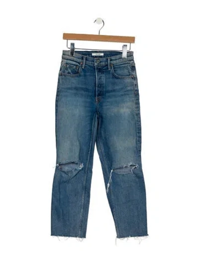 Pre-owned Grlfrnd Mid-rise Straight Leg Jeans In Blue