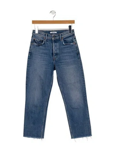 Pre-owned Grlfrnd Mid-rise Straight Leg Jeans In Blue