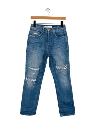 Pre-owned Grlfrnd Mid-rise Straight Leg Jeans In Blue