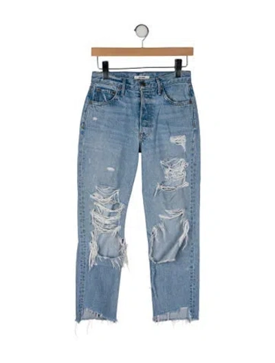 Pre-owned Grlfrnd Mid-rise Straight Leg Jeans In Blue