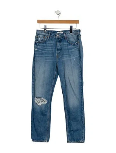 Pre-owned Grlfrnd Mid-rise Straight Leg Jeans In Blue