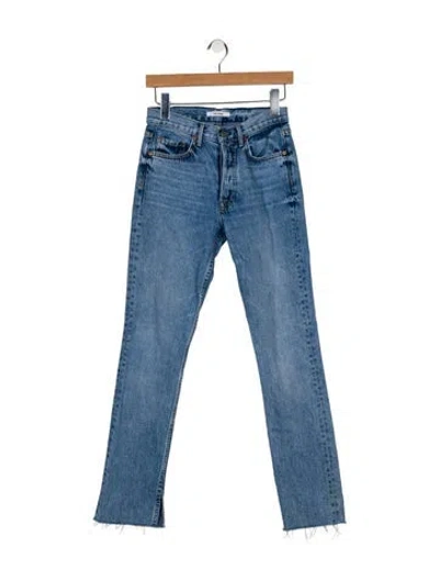 Pre-owned Grlfrnd Mid-rise Straight Leg Jeans In Blue