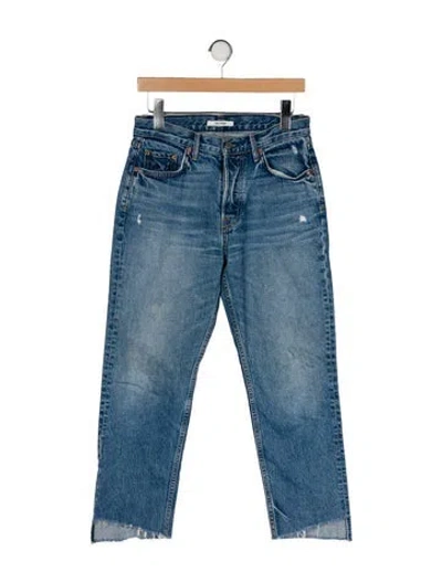 Pre-owned Grlfrnd Mid-rise Straight Leg Jeans In Blue