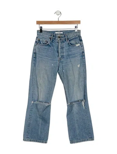 Pre-owned Grlfrnd Mid-rise Straight Leg Jeans In Blue