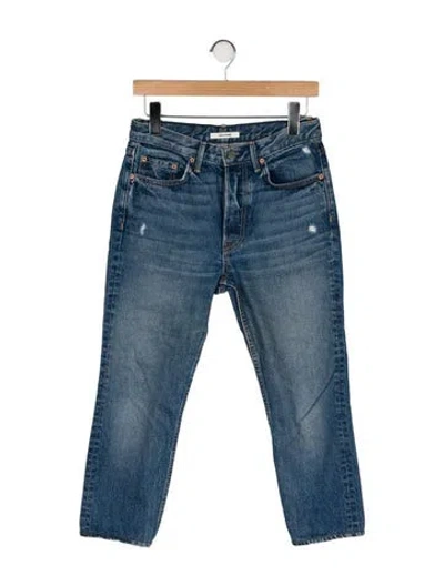 Pre-owned Grlfrnd Mid-rise Straight Leg Jeans In Blue