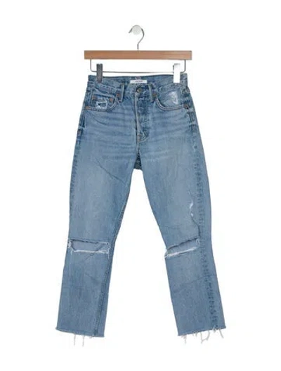 Pre-owned Grlfrnd Mid-rise Straight Leg Jeans In Blue