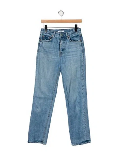 Pre-owned Grlfrnd Mid-rise Straight Leg Jeans In Blue
