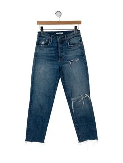 Pre-owned Grlfrnd Mid-rise Straight Leg Jeans In Blue