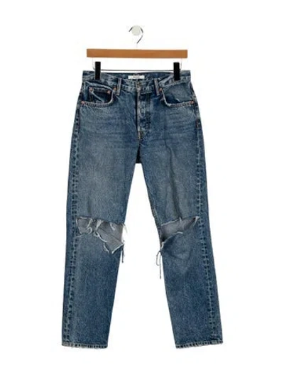 Pre-owned Grlfrnd Mid-rise Straight Leg Jeans In Blue