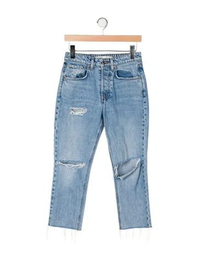 Pre-owned Grlfrnd Mid-rise Straight Leg Jeans In Blue