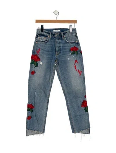 Pre-owned Grlfrnd Mid-rise Straight Leg Jeans In Blue