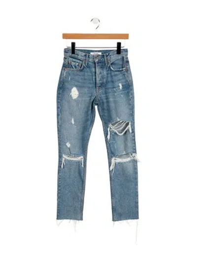 Pre-owned Grlfrnd Mid-rise Straight Leg Jeans In Blue