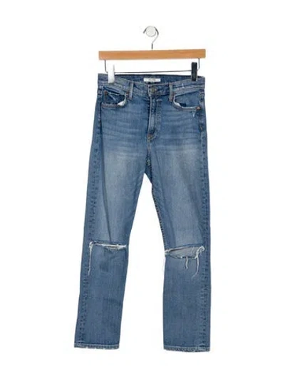 Pre-owned Grlfrnd Mid-rise Straight Leg Jeans In Blue