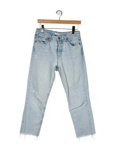 Pre-owned Grlfrnd Mid-rise Straight Leg Jeans In Blue