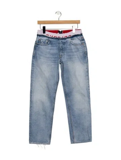 Pre-owned Grlfrnd Mid-rise Straight Leg Jeans In Blue