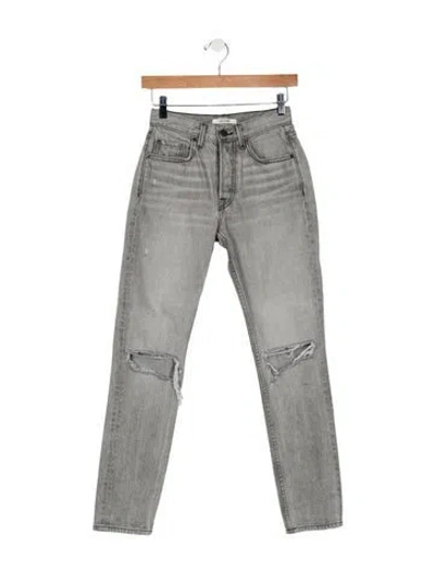 Pre-owned Grlfrnd Mid-rise Straight Leg Jeans In Gray