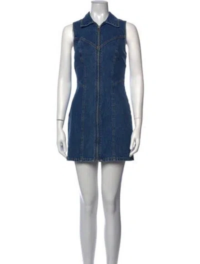 Pre-owned Grlfrnd Mini Dress In Blue