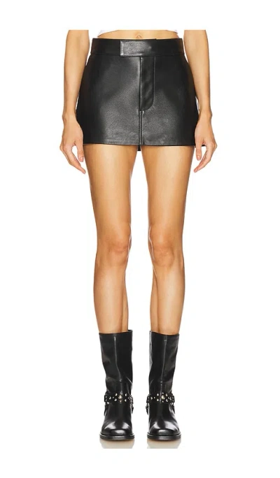 Grlfrnd Mini Leather Trouser Skirt In Black