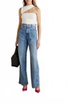 Grlfrnd Morgan Pleated High-rise Wide Leg Jeans In Blue In Blue