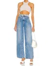 Grlfrnd Morgan Pleated High Rise Wide Leg Jeans In Riverside In Multi
