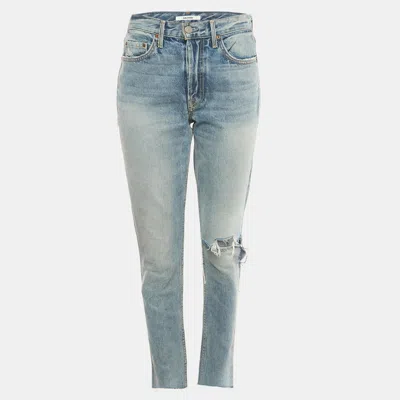 Grlfrnd Navy Blue Ripped Denim Karolina Jeans S Waist 28"