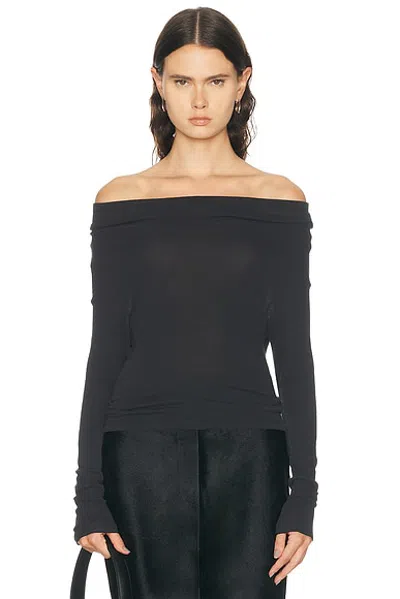 Grlfrnd Off Shoulder Long Sleeve Tee In Black