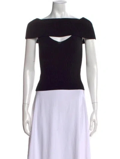 Pre-owned Grlfrnd Off-the-shoulder Short Sleeve Crop Top In Black
