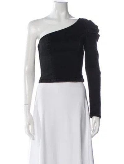 Pre-owned Grlfrnd One-shoulder Long Sleeve Top In Black