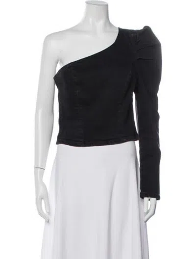 Pre-owned Grlfrnd One-shoulder Long Sleeve Top In Black