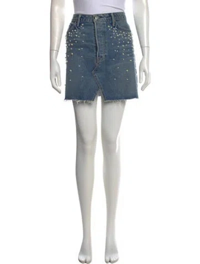 Pre-owned Grlfrnd Patterned Mini Skirt In Blue