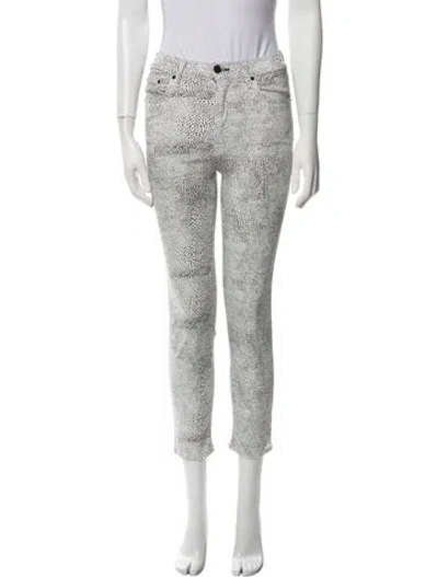 Pre-owned Grlfrnd Printed Skinny Leg Pants In White