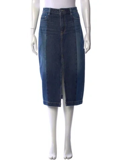 Pre-owned Grlfrnd Raw-edge Trim Midi Length Skirt In Blue
