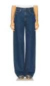 Grlfrnd Rey Mid Rise Trouser In Blue