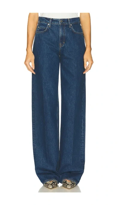Grlfrnd Rey Mid Rise Trouser In Blue