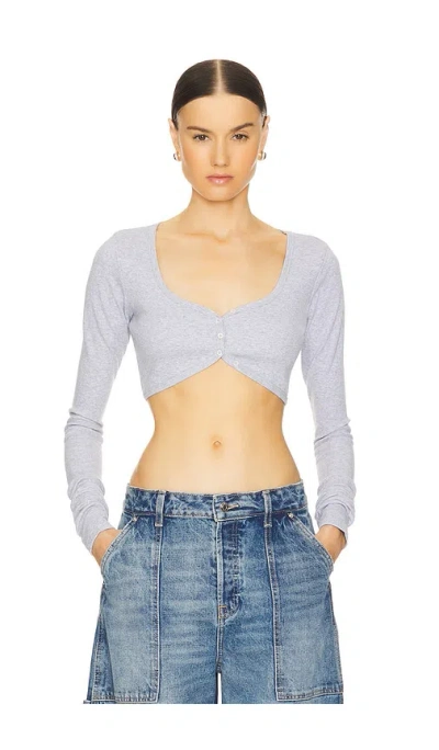 GRLFRND RIB BUTTON THROUGH CROP TOP