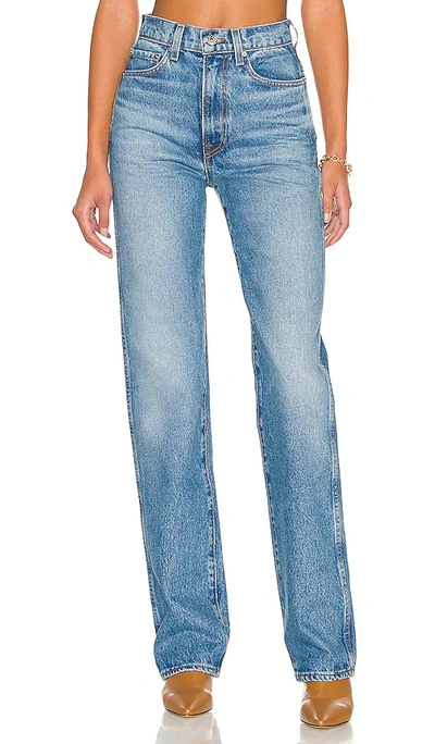 Grlfrnd Sara Super High Rise Slim Straight Jeans In Blue