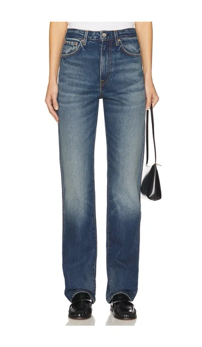 Grlfrnd Sara Super High Rise Straight Jeans In Blue