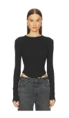 Grlfrnd Scoop Hem Long Sleeve Tee In Black