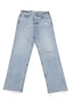 Grlfrnd Helena Frayed High Rise Jeans In Blue Denim In Blue