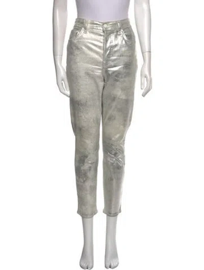 Pre-owned Grlfrnd Skinny Leg Pants In Silver