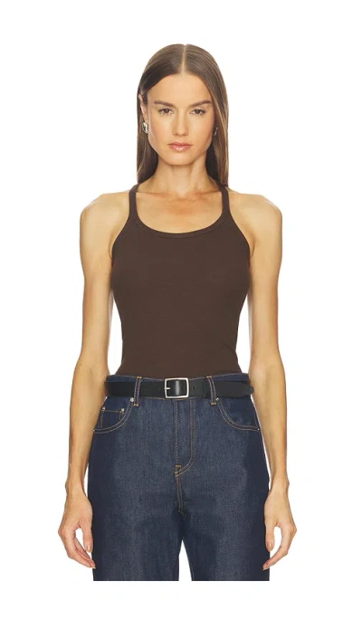 Grlfrnd Slim Racer Tank In Brown