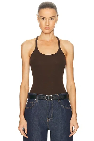 Grlfrnd Slim Racer Tank In Brown