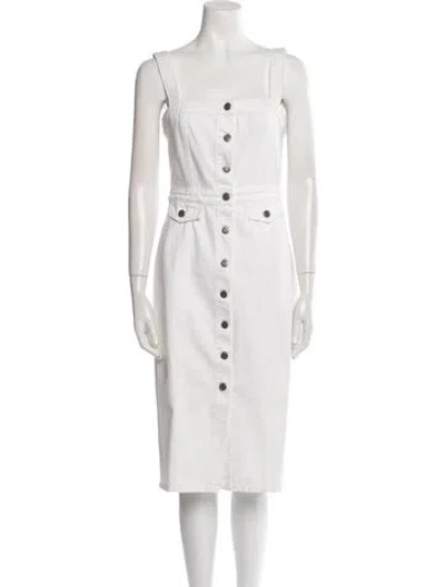 Pre-owned Grlfrnd Square Neckline Midi Length Dress In White