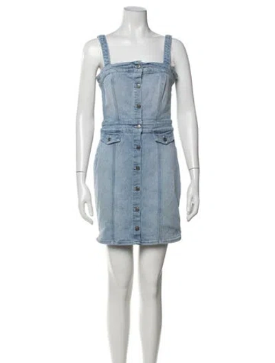Pre-owned Grlfrnd Square Neckline Mini Dress In Blue