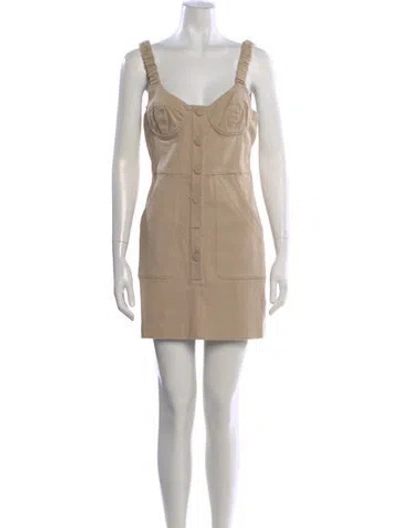 Pre-owned Grlfrnd Square Neckline Mini Dress In Neutral