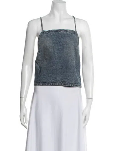 Pre-owned Grlfrnd Square Neckline Sleeveless Crop Top In Blue