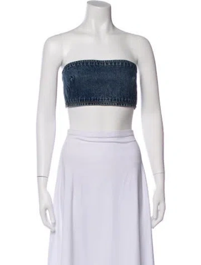 Pre-owned Grlfrnd Strapless Crop Top In Black