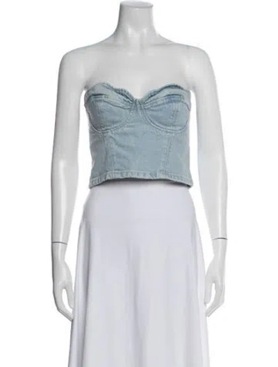 Pre-owned Grlfrnd Strapless Crop Top In Blue