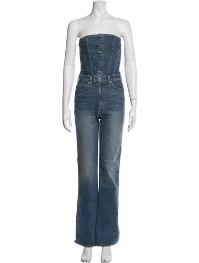 Pre-owned Grlfrnd Strapless Jumpsuit In Blue