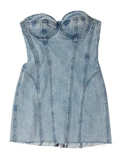 Pre-owned Grlfrnd Strapless Mini Dress In Blue